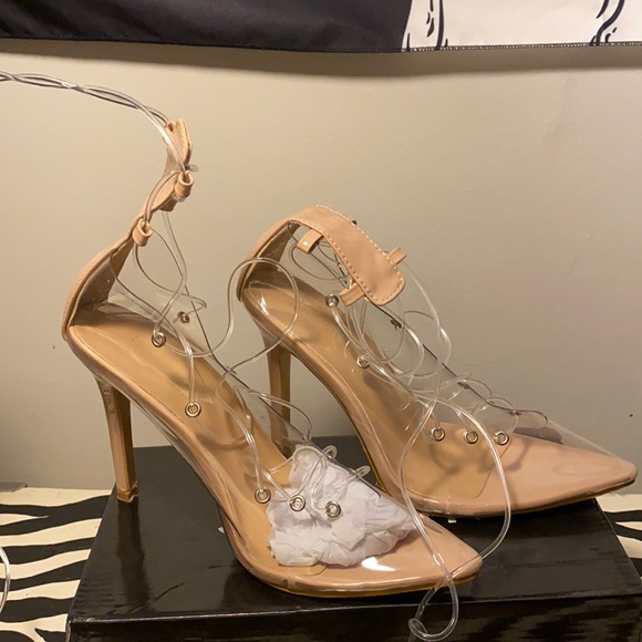 Clear/nude lace up heels! - Picture 1 of 2